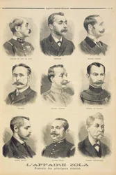 Die Zola-Affäre: die Hauptzeugen, Illustration aus dem illustrierten Supplement von Le Petit Journal, 27. Februar 1898